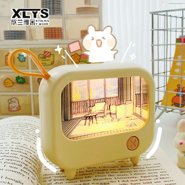 Night light creative TV shape bedroom bedside mini LED sleeping atmosphere light rechargeable light painting