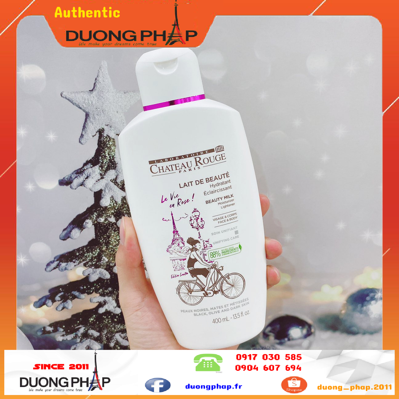 Sữa dưỡng thể trắng da Chateau Rouge 400ml