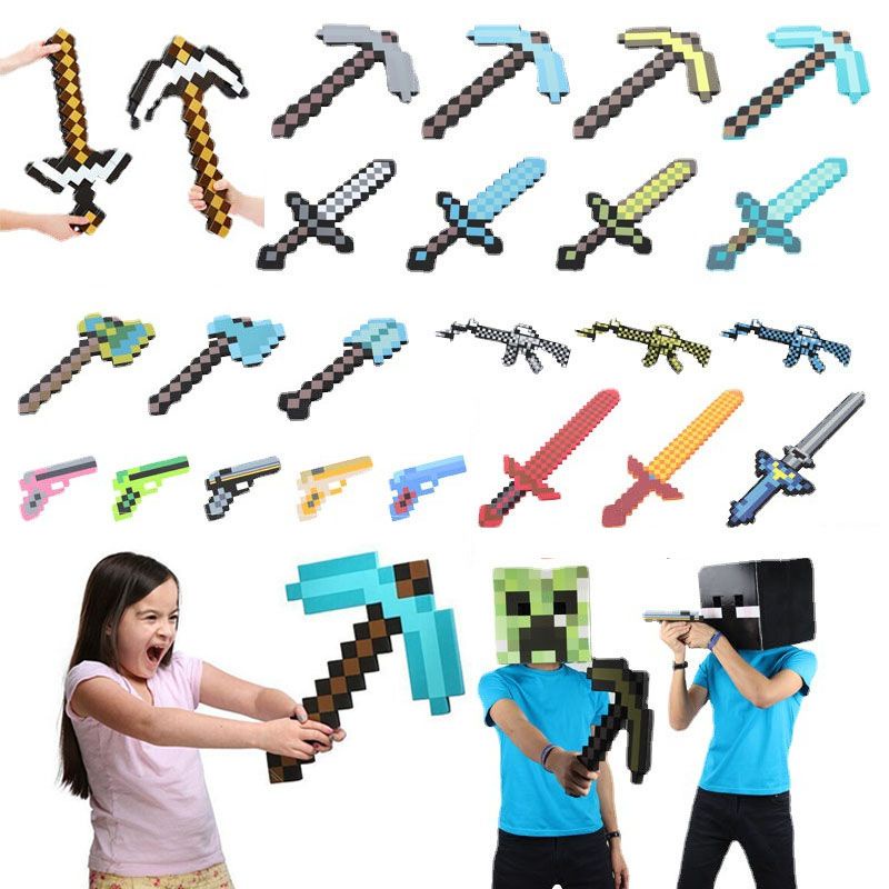 Minecraft Espada,Minecraft Diamond Sword & pickaxe Foam toys,minecraft gun  axe shovel for kids outdoor game fun & sports