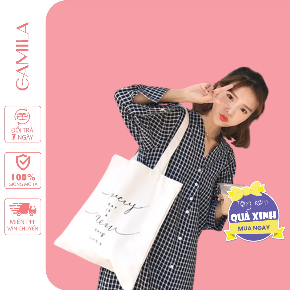 TÚI TOTE vải canvas NEWDAY nữ thời trang chất lượng cao A4 đi làm, đi học mẫu mới cập nhật Size 34 TTI13