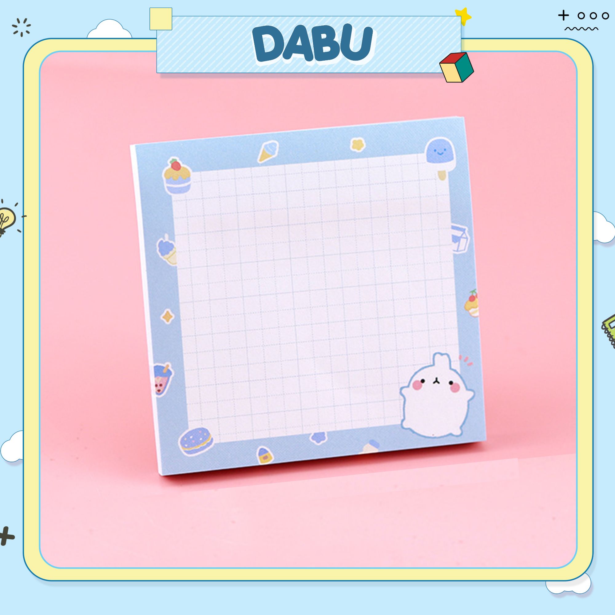 Dabu%20note%20paper%20in%20cute%20multi-colored%20checkered%20rabbit%20square%20shape%20by%20Art%20In%20Canvas%20-%20Image%202
