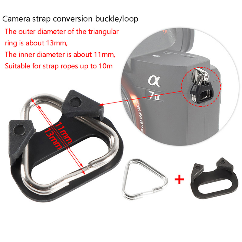 godessing 1Pair Camera Lug Ring Camera Strap Triangle Split Ring Hook For Slr Camera Strap Conversion Ring Metal Triangular Shoulder Strap Connection Buckle