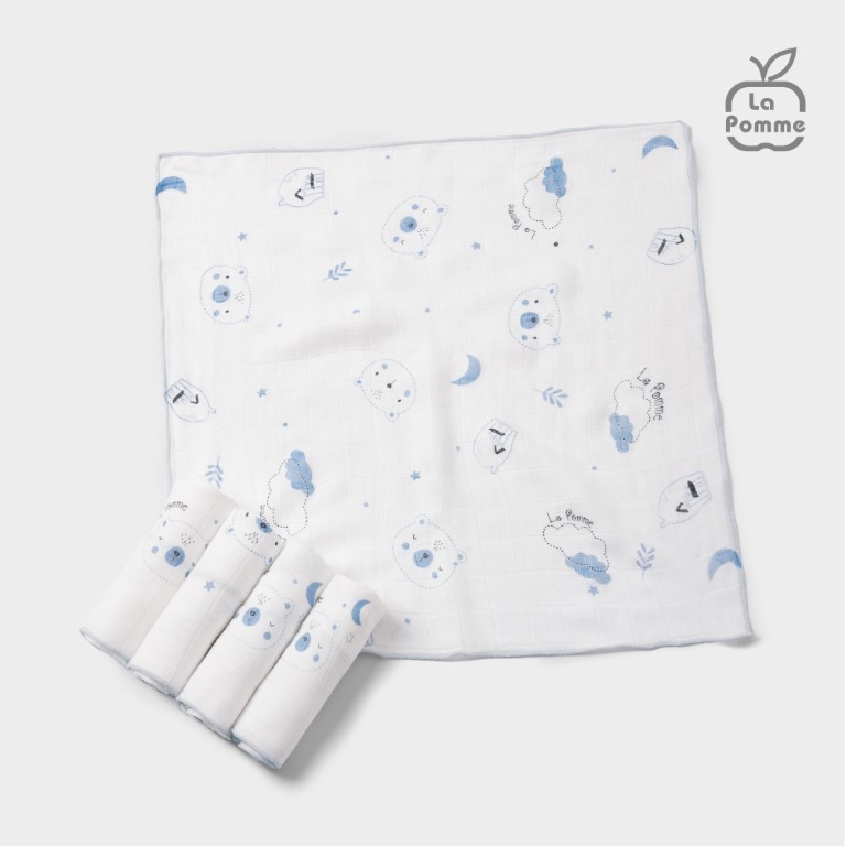 K001 Set of 5 La Pomme Silk Bamboo Fiber Milk Towels in Mixed Colors (30X30Cm) - Spring Sunshine