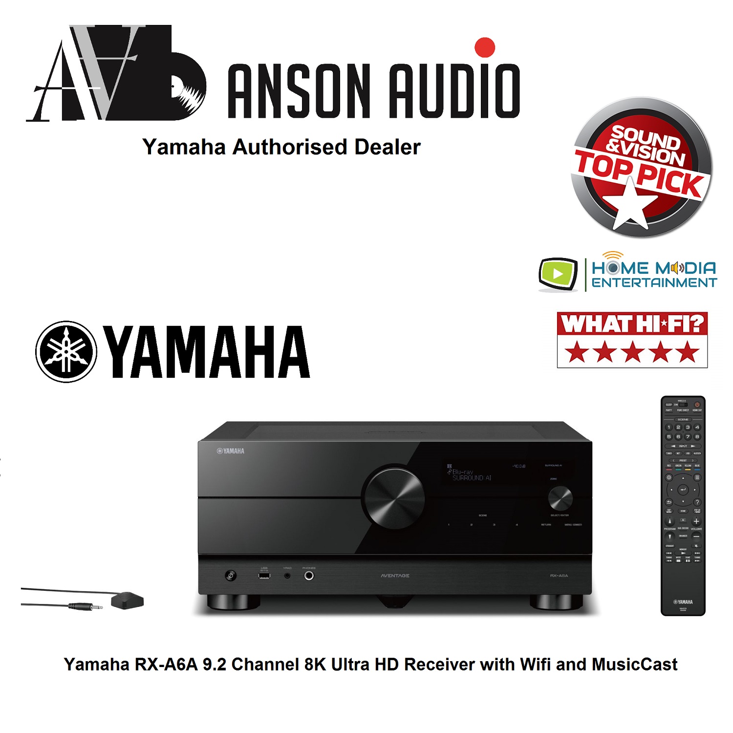 Yamaha RXA6A 9.2 Channel 8K Ultra HD Receiver with Wifi and MusicCast