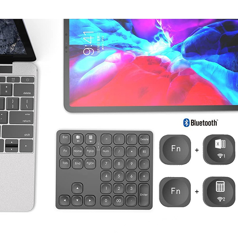 36 Keys Numeric Keyboard Rechargeable Dual Bluetooth Wireless Number Keypad Mini External Numpad For IPad Laptop Windows IOS AITENG. 