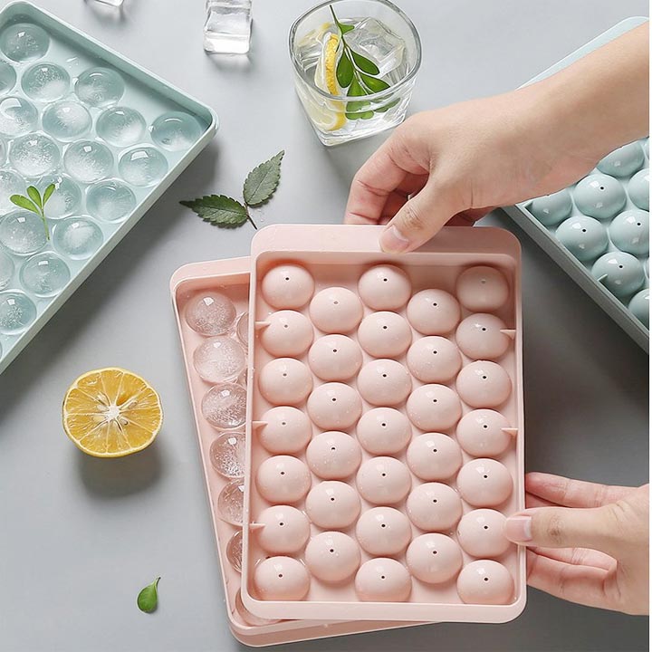 Retail Wholesale-33 cell ice tray-easy to use round jelly cup mold with safety cover