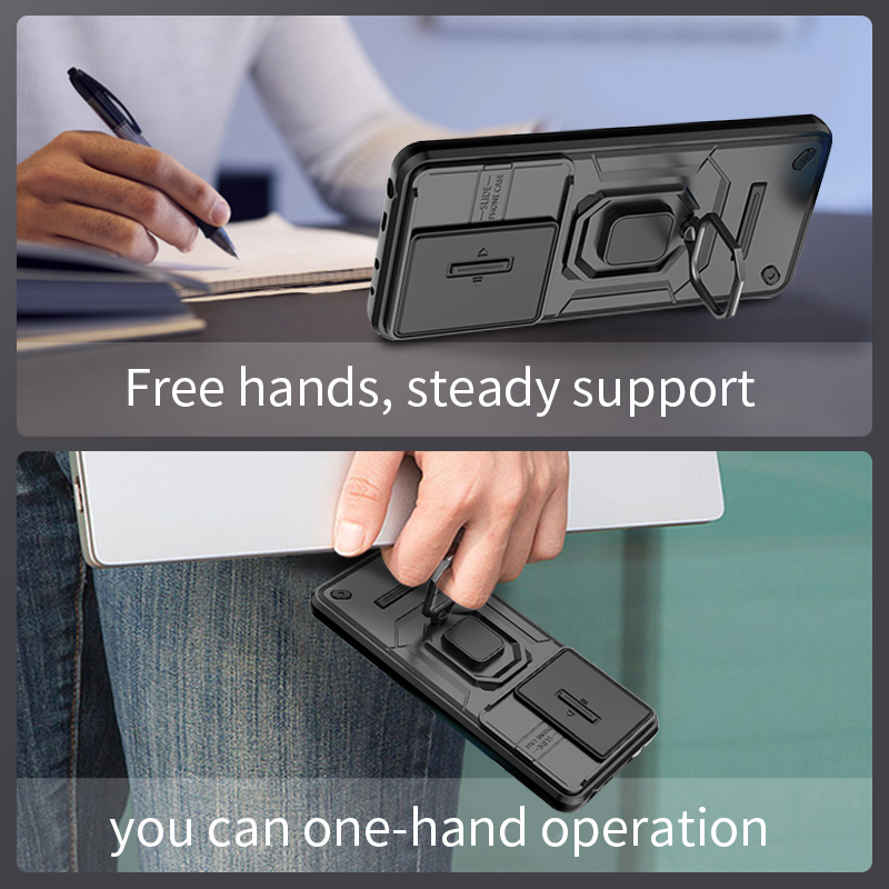 For OPPO K13 Turbo Phone Case Camera Lens Protector Shockproof Armor Iron Metal Car Ring Kickstand Bracket Casing for OPPO K13 Turbo Pro Cover Casing HP.