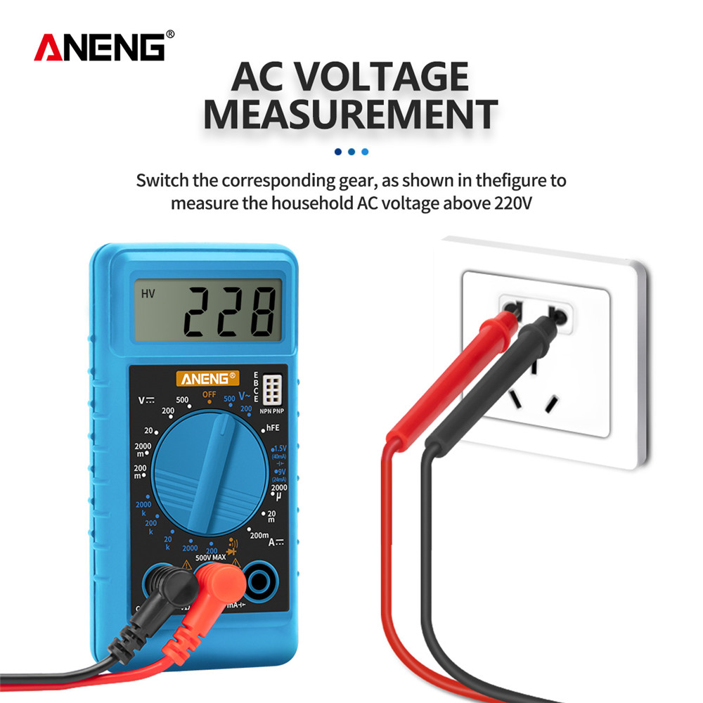 ANENG Mini Digital Multimeter Electric Tester Meter Multimetro Transistor Capacitor Component Tester Auto Range Multimeter. 