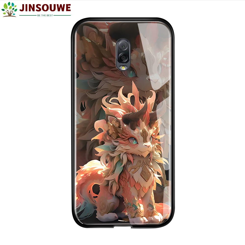 Jinsouwe casing for samsung galaxy j7 2015 j7 2018 j7 core j7 plus j7 prime j7 pro j8 2018 cartoon kirin phone case shockproof case smooth tempered glass protective case