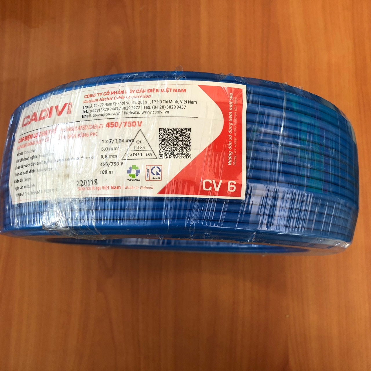 Cuộn 100m Dây Điện Đơn Mềm CADIVI CV 6.0 Cao Cấp