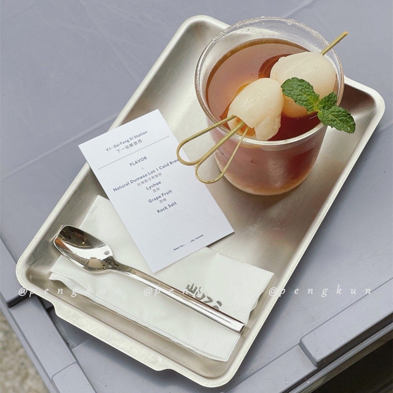 Industrial grade stainless steel rectangular coffee/tea tray