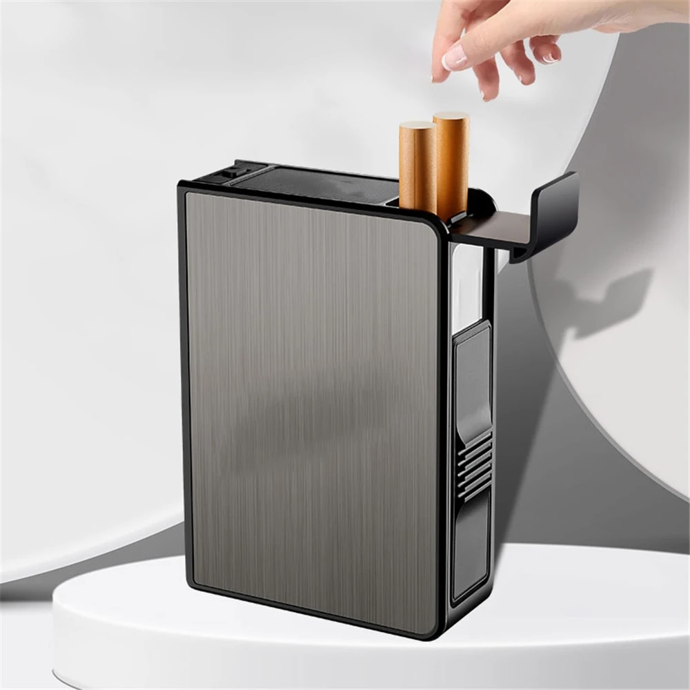 【Factory-direct】 New Automatic Case Hold 20pcs Cigarettes Portable Waterproof Moisture Proof Pocket Storage Box Tool.