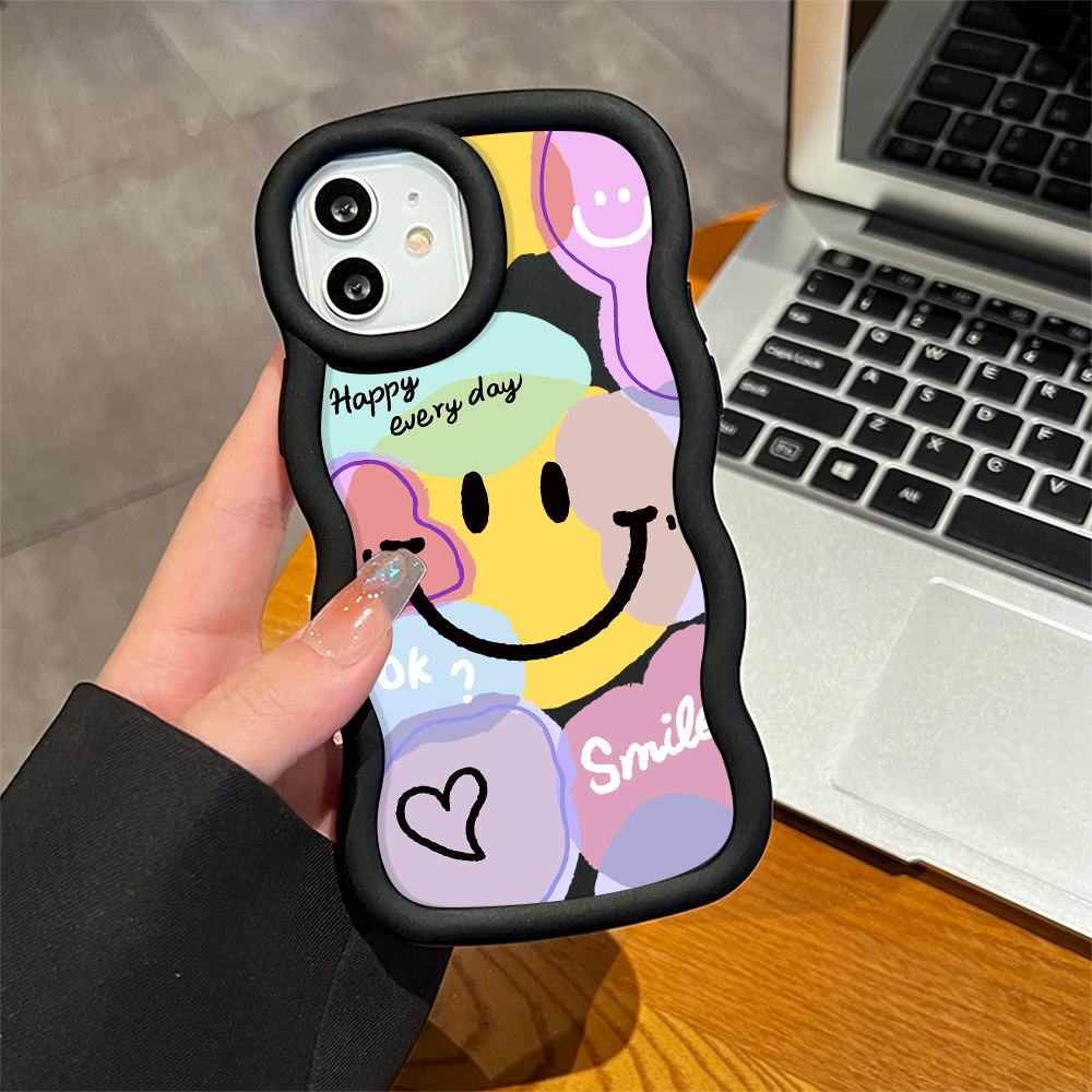 AMORVOR for Infinix Hot 40 Pro Tecno Spark 20 Pro Back Cover Smile Color Graffiti Pattern Luxury Phone Case Macaron Wave Soft Silicone Mobile Cover. 