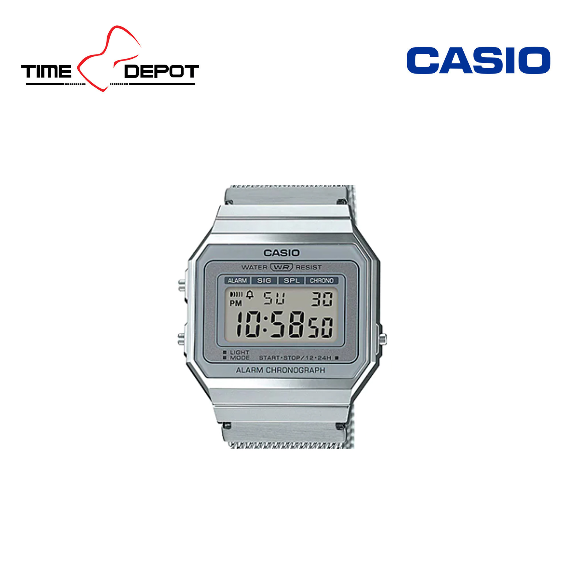 Casio A700WM-7ADF Vintage Digital Stainless Steel Strap Watch For