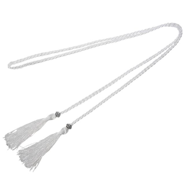 Woven Tassel Belt Knot Decorated Waist Chain Waist Rope White
