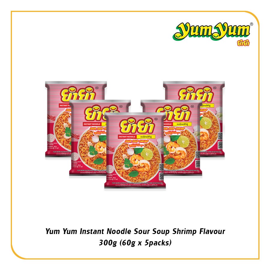 【YUMU】 Yum Yum Instant Noodle Sour Soup Shrimp Flavour 300g ( 60g x