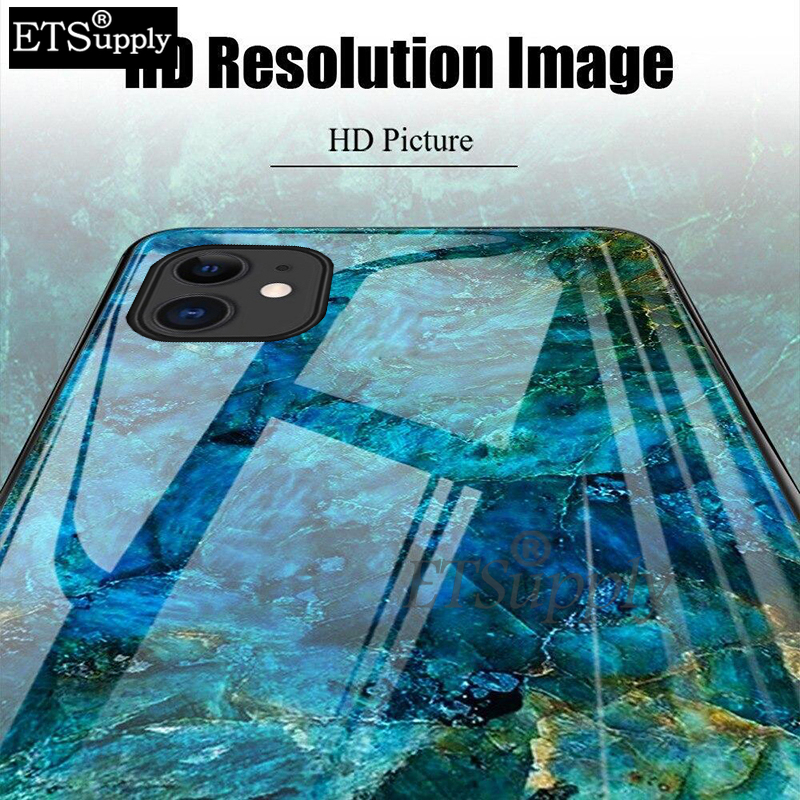 Phone case OPPO A5X Fashion Marble Tempered Glass Protector Soft Frame Silicon Back Cover OPPO A5X Case.