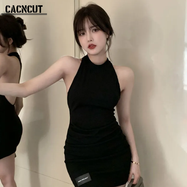 princess polly baby blue dress CACNCUT Women Dress Korean Sexy Style Sleeveless Dress Halter Neck Slim Fit  Short Dress Polyester Babydoll Dress - Lazada