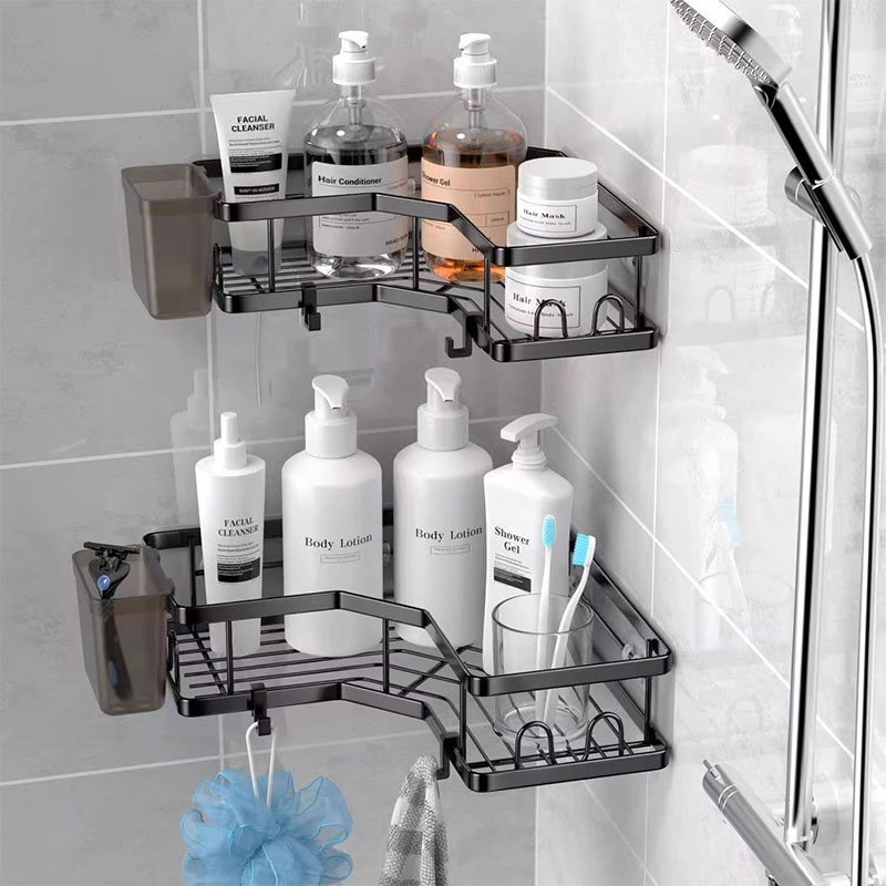Storage rack Perforation-free triangular storage rack Bathroom bathroom kitchen iron storage rack Storage basket toilet wall wall hanging type simple