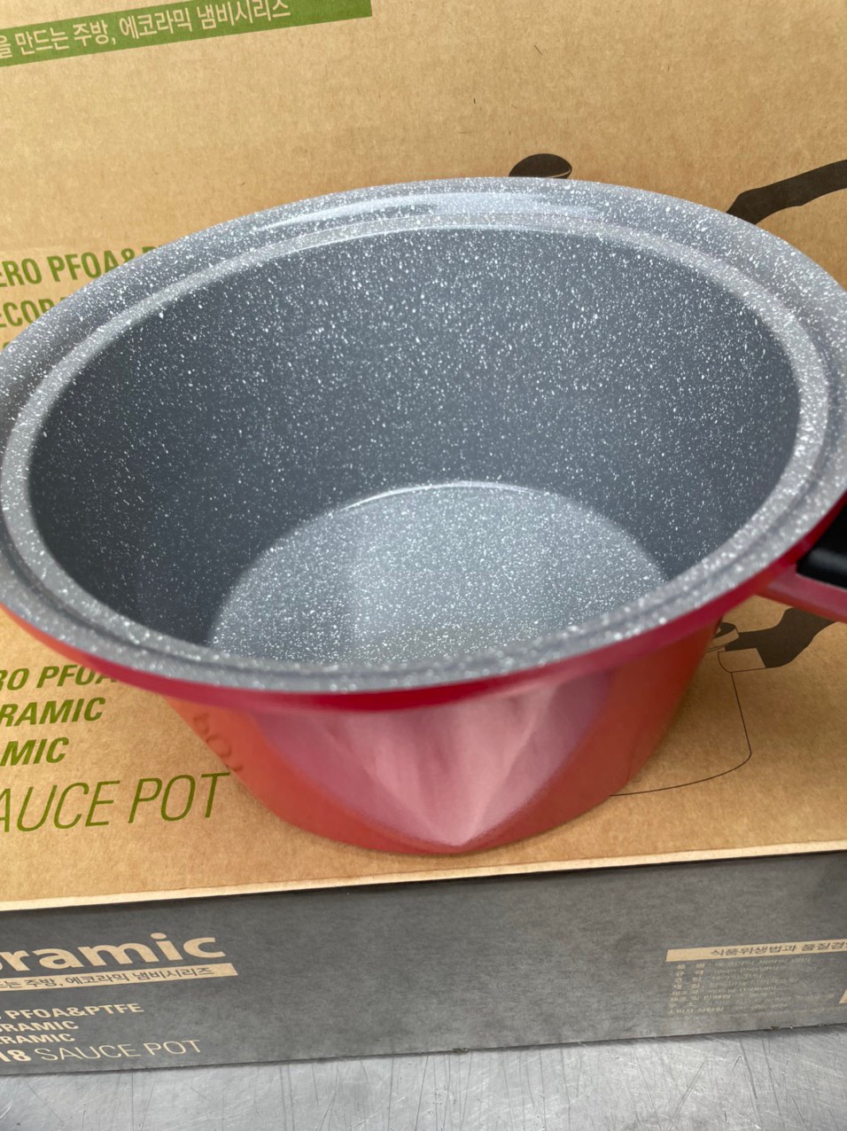 Nồi quánh vân đá đúc nguyên khối Ecoramic 18cm (Dùng được bếp điện từ)