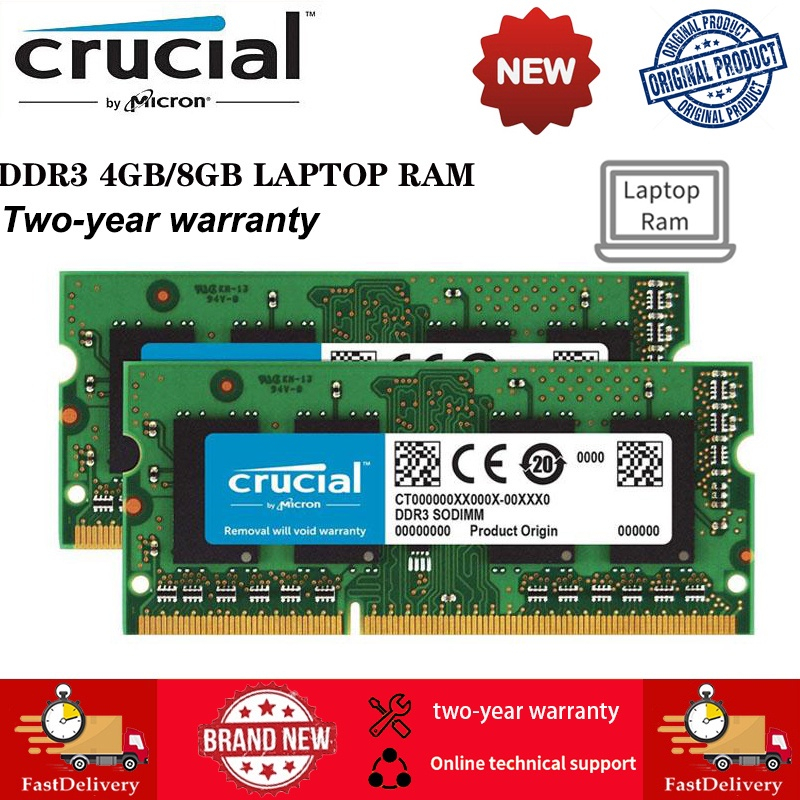 Barrette Mémoire RAM Crucial DDR3/DDR4 – 4GB, 8GB, 16GB – Vitesses 1333 à 3200 MHz – Garantie à Vie