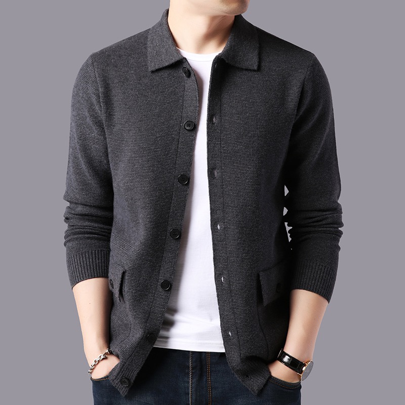 Cozy Up Men's Wool Blend Shawl Collar Cardigan Sweater Button Down Knitwear with Pockets