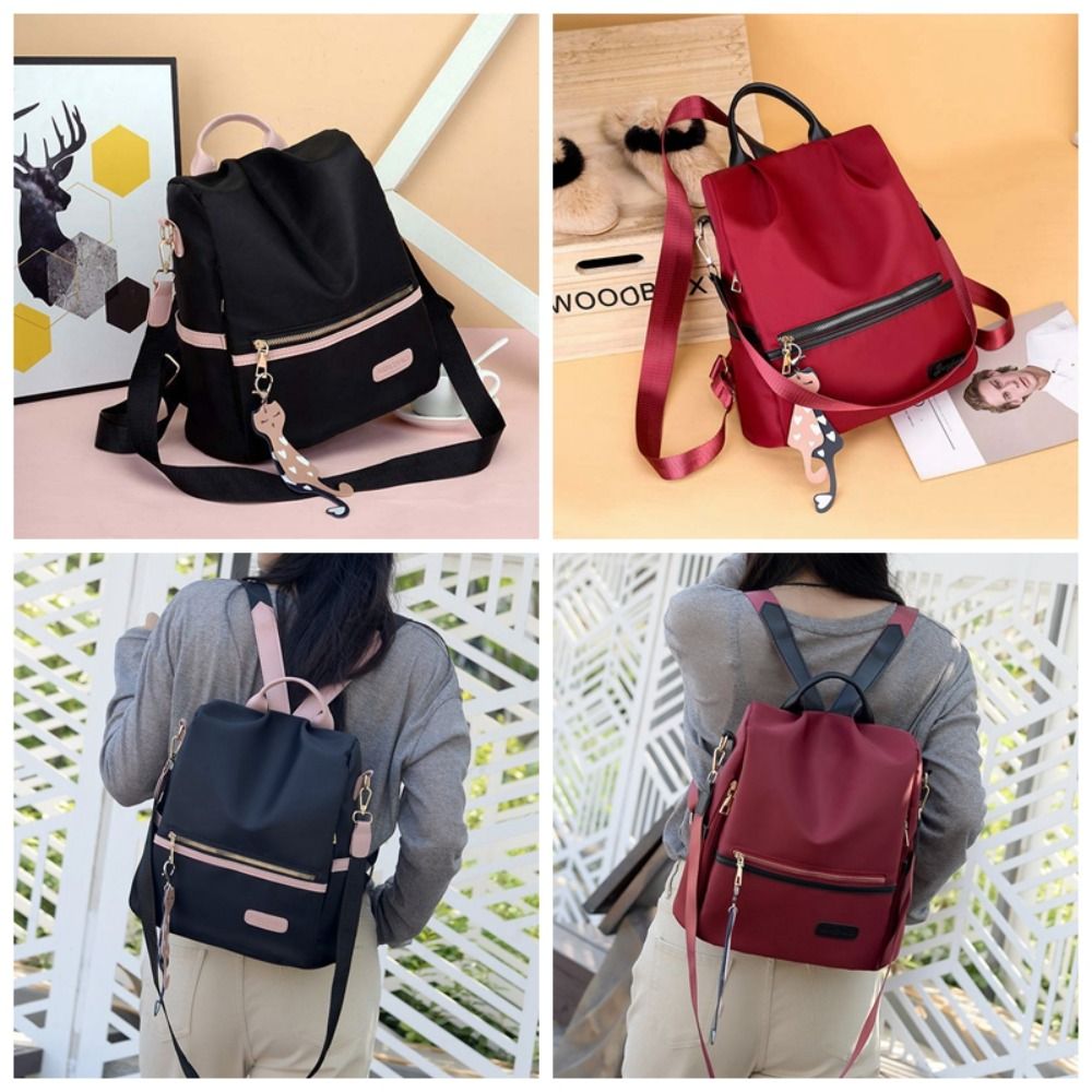 Portable%20Cloth%20Women%20Daily%20Backpack%20Anti-theft%20Cat%20PU%20Pendant%20Oxford%20Cloth%20Daypack%20Anti-splash%20Water%20Scratch%20Prevention%20Contrast%20Color%20School%20Bag%20Women%20-%20Image%202