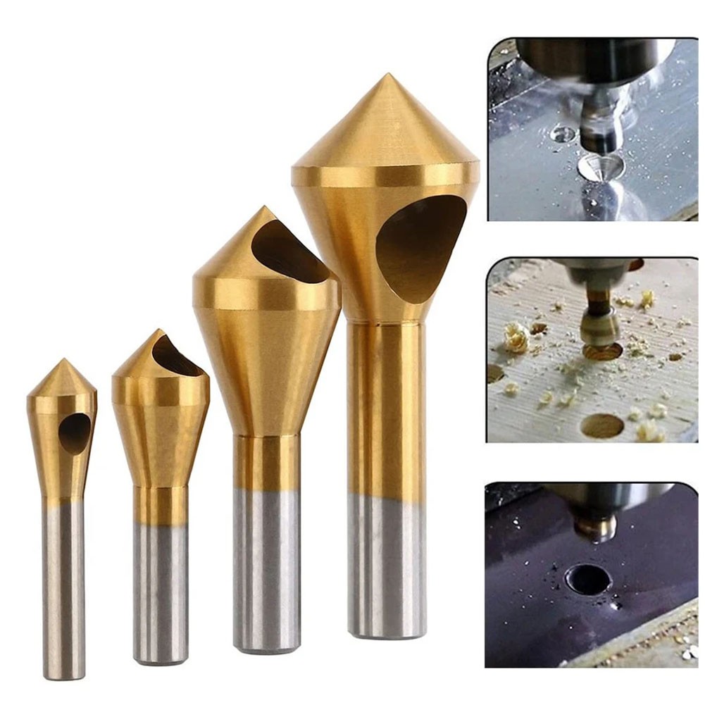 4pcs countersink drill bits high speed steel titanium plated inclined hole chamfer 2-5 5-10 10-15 15-20