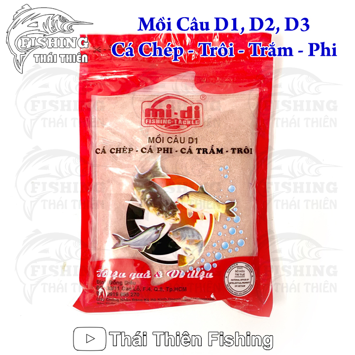 Mồi Câu D1, D2, D3 Cá Chép, Rô Phi, Trắm, Trôi, Tra, Trê, Chim