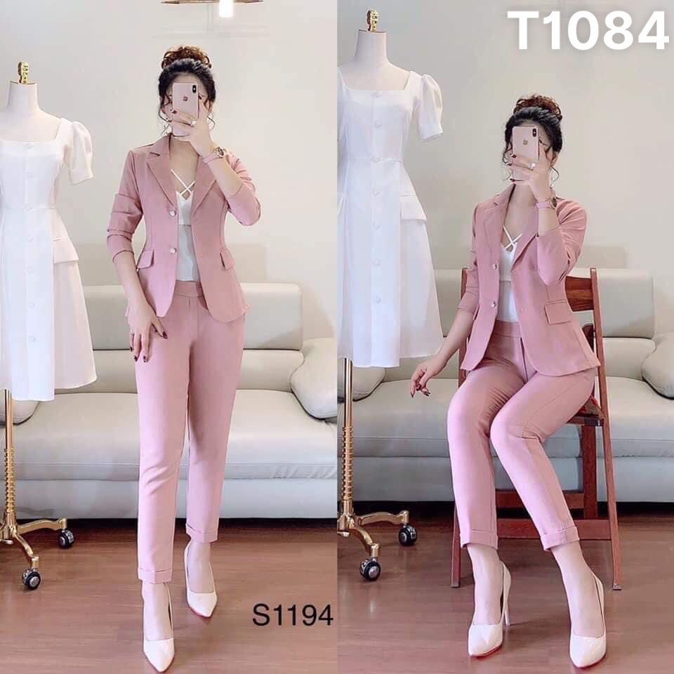 Set vest 3 món dài công sở áo trong thun umi vải bộ mango T1084
