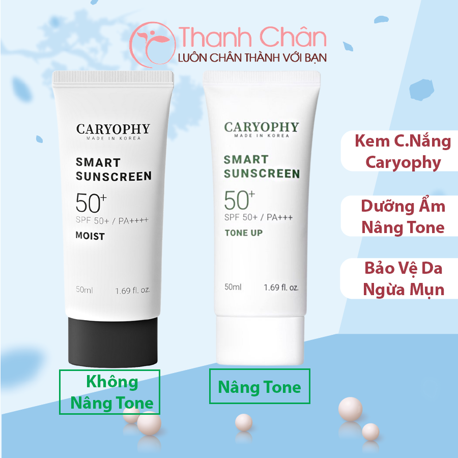 Kem Chống Nắng Thông Minh Caryophy Smart 3in1 Tone Up/Moist Sunscreen 50ml -KCN Nâng Tông/Không Nâng Tông Giảm Mụn Cho Da Nhạy Cảm