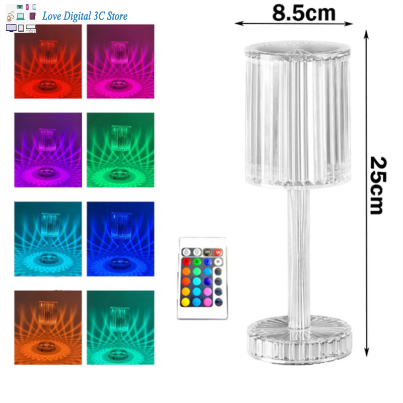 Desk Lamp Touch Control Rgb Color Light Crystal Lampshade Bedroom Romantic Decoration Lamp Usb Rechargeable Night Light