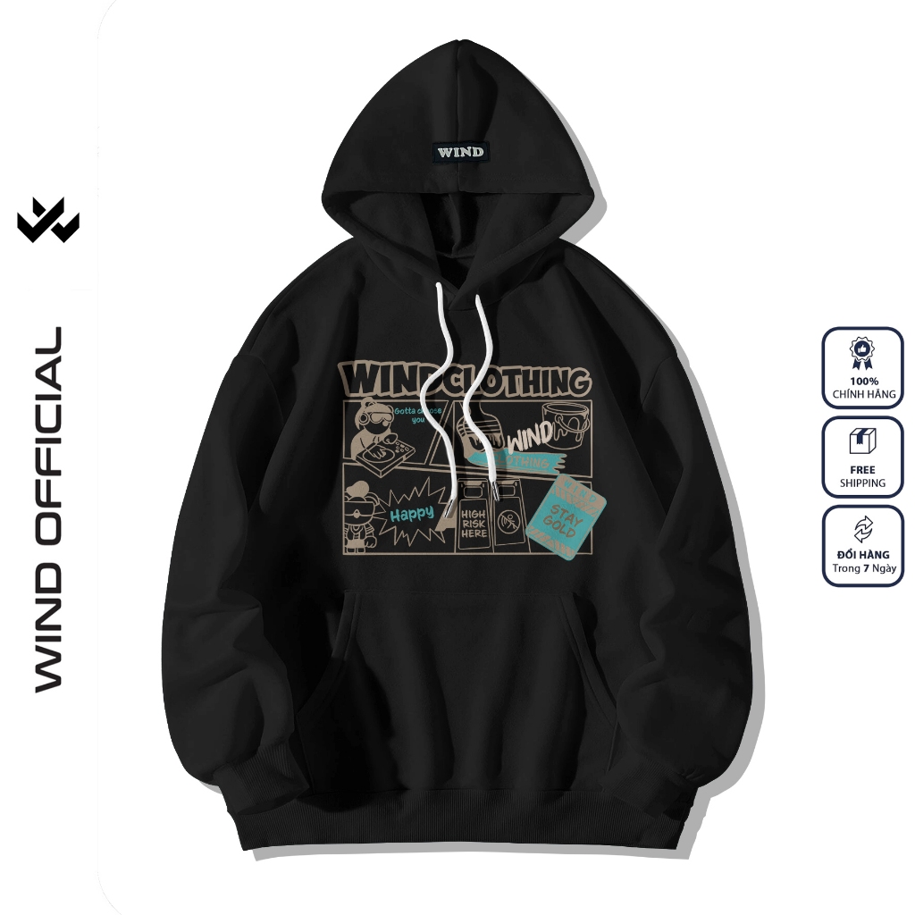 Áo hoodie unisex form rộng WIND MEDIA bản Premium nỉ ngoại nam nữ oversize
