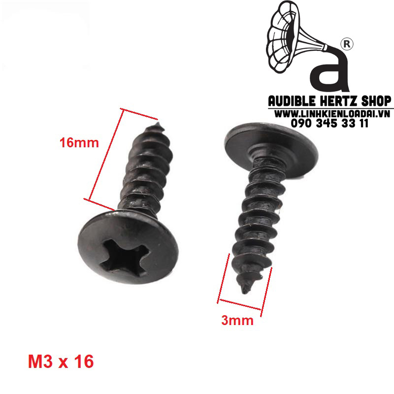 Vít gỗ đầu dù 4 cạnh bắt loa mạ kẽm M3, M4 (Combo 20 con)