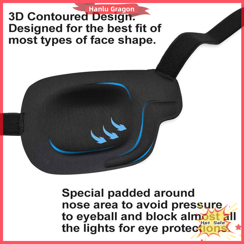 Hanlu Pirate Eye Patch Unisex Black Single Eye Patch Eyepatch One Eye Concave EyePatch