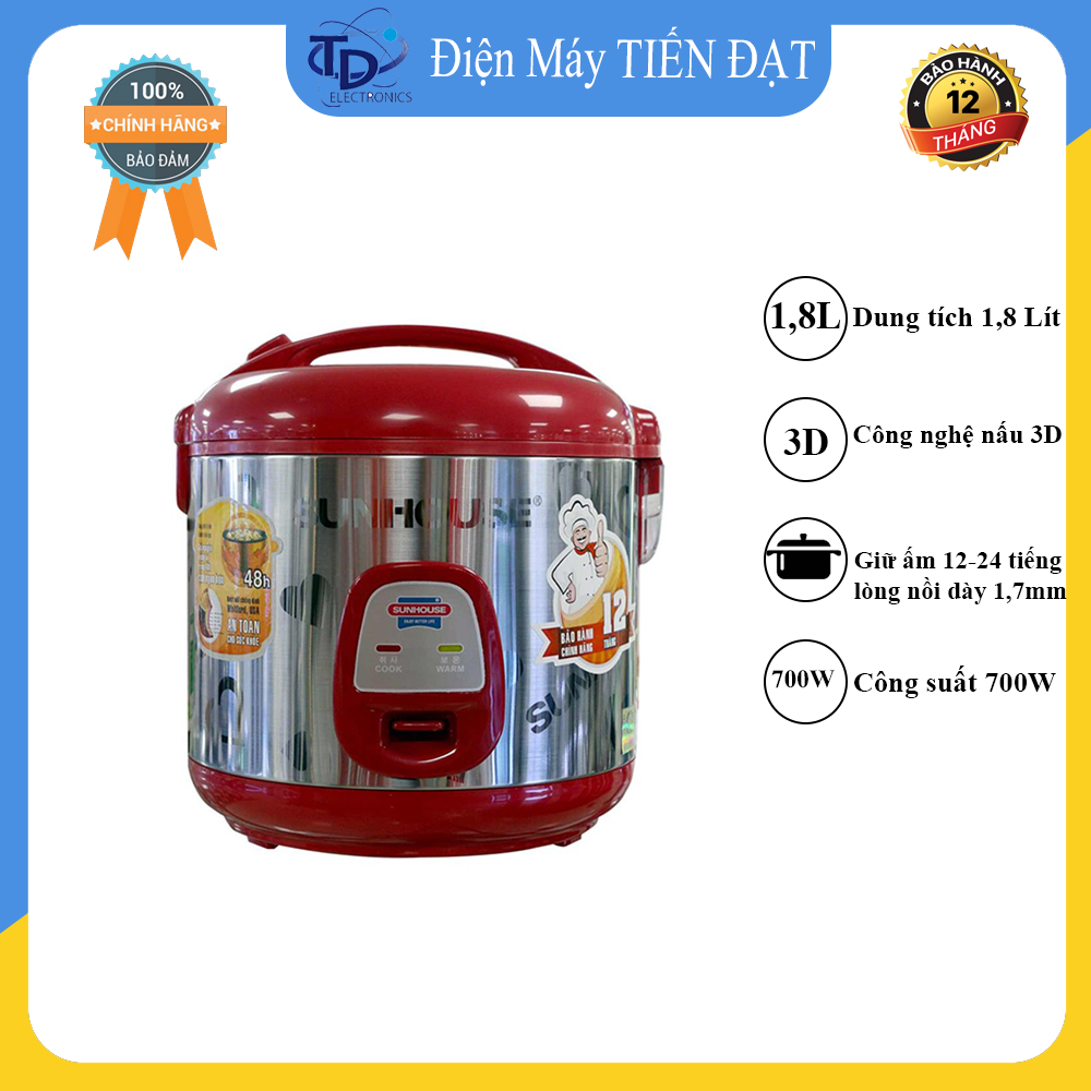 Nồi Cơm Điện Sunhouse 1.8 lít SHD 18S