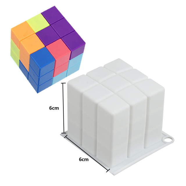 khuôn silicon làm nến thơm handmade hình khối rubik