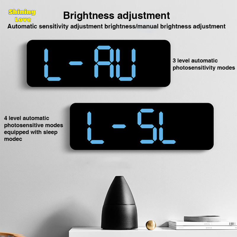 ShiningLove Digital Clock LED Electronic Alarm Clock, Date, Time, Week, Temperature, And Humidity Display, Modern Desk And Wall Clock, For Bedroom, Living Room And Office