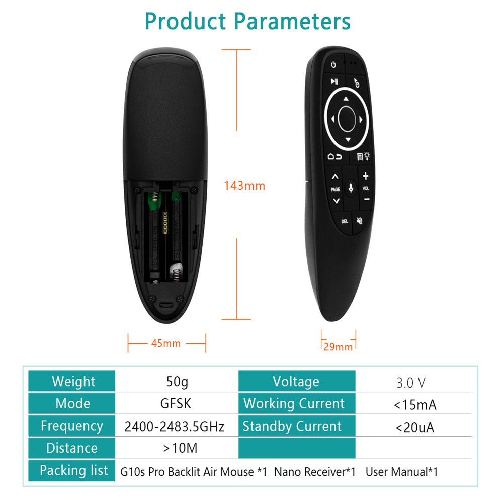 Chuột Bay G10s Điều Khiển Từ Xa Mini G10 Không Dây 2.4GHz Cho Android Hộp T V Có Điều Khiển Bằng Giọng Nói Cho Trò Chơi Cảm Biến Con Quay Hồi Chuyển