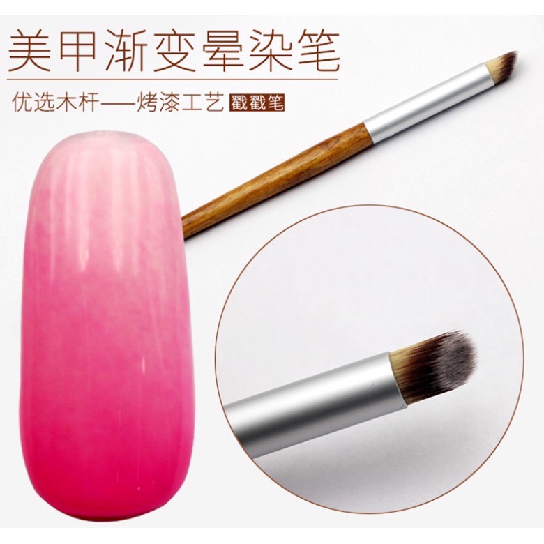 Cọ omber cán gỗ chăm sóc trang trí móng làm nail