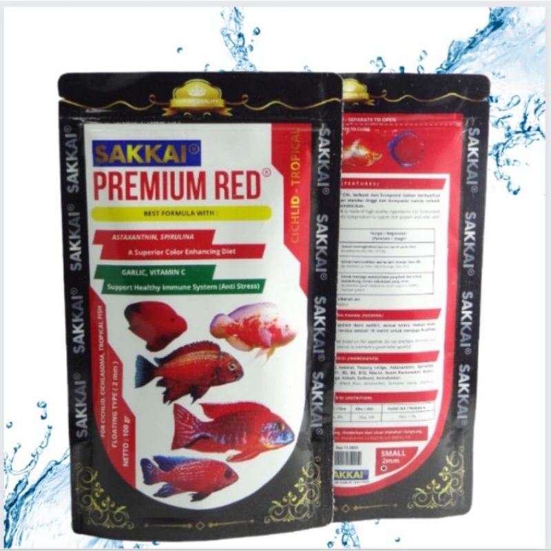 Makanan ikan CICHLID SAKKAI PRO PREMIUM RED, BLUE, YELLOW 100GR