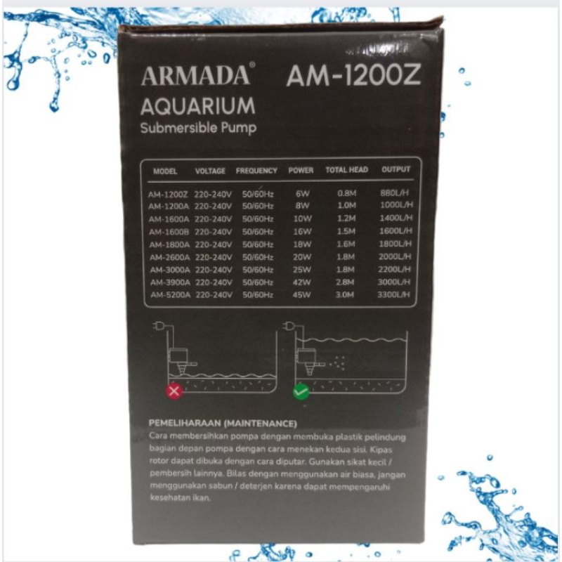 ARMADA AM 1200Z POMPA AQUARIUM Kolam Hidroponik