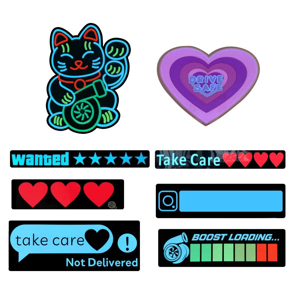 【Innovative design】Windshield Electric Led Wanted Car Window Sticker Auto Moto Safety Sign Decals Decoration Led Lights For Vehicle Sticker. 