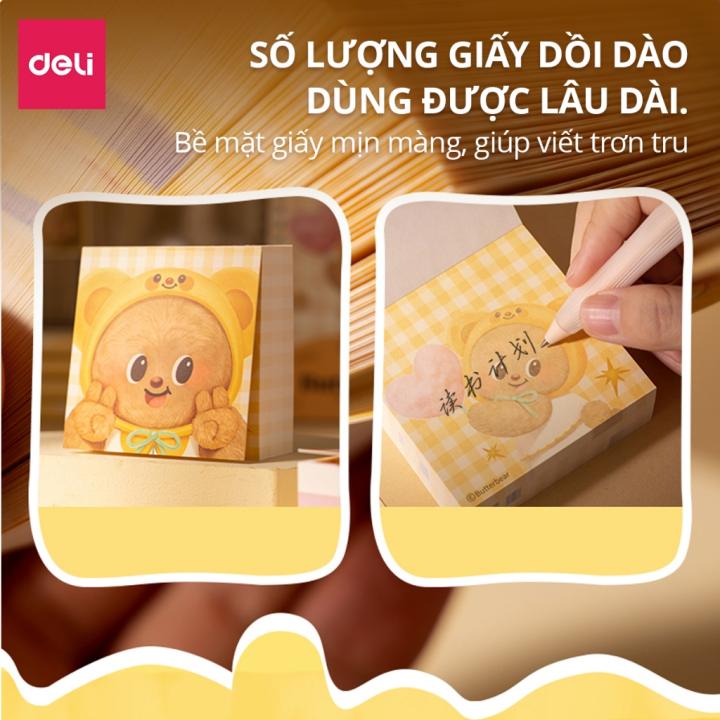 Giấy Note BUTTER BEAR Deli 249 Trang Giấy Ghi Chú Giấy Nhớ Họa Tiết Dễ Thương Tiện Lợi Cho Học Sinh Ghi Chép - Hình ảnh 9