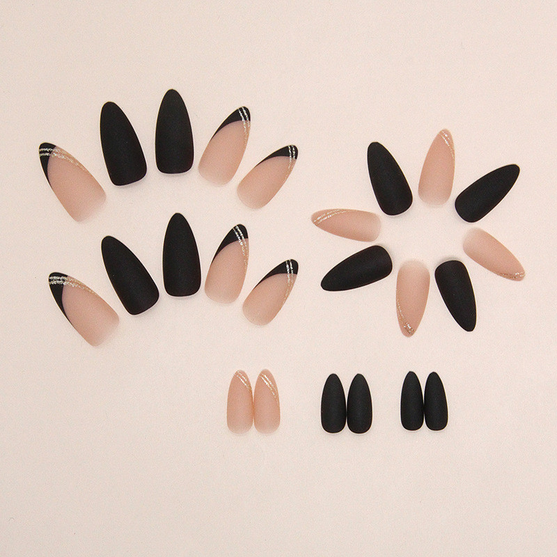 BTS%20%E3%80%90WITH%20GLUE%E3%80%9124Pcs%20Black%20Fake%20Nails%20DIY%20Art%20Design%20Cool%20False%20Nails%20Wearable%20Nails%20Pointy%20Shape%20Artificial%20Nails%20-%20Image%204