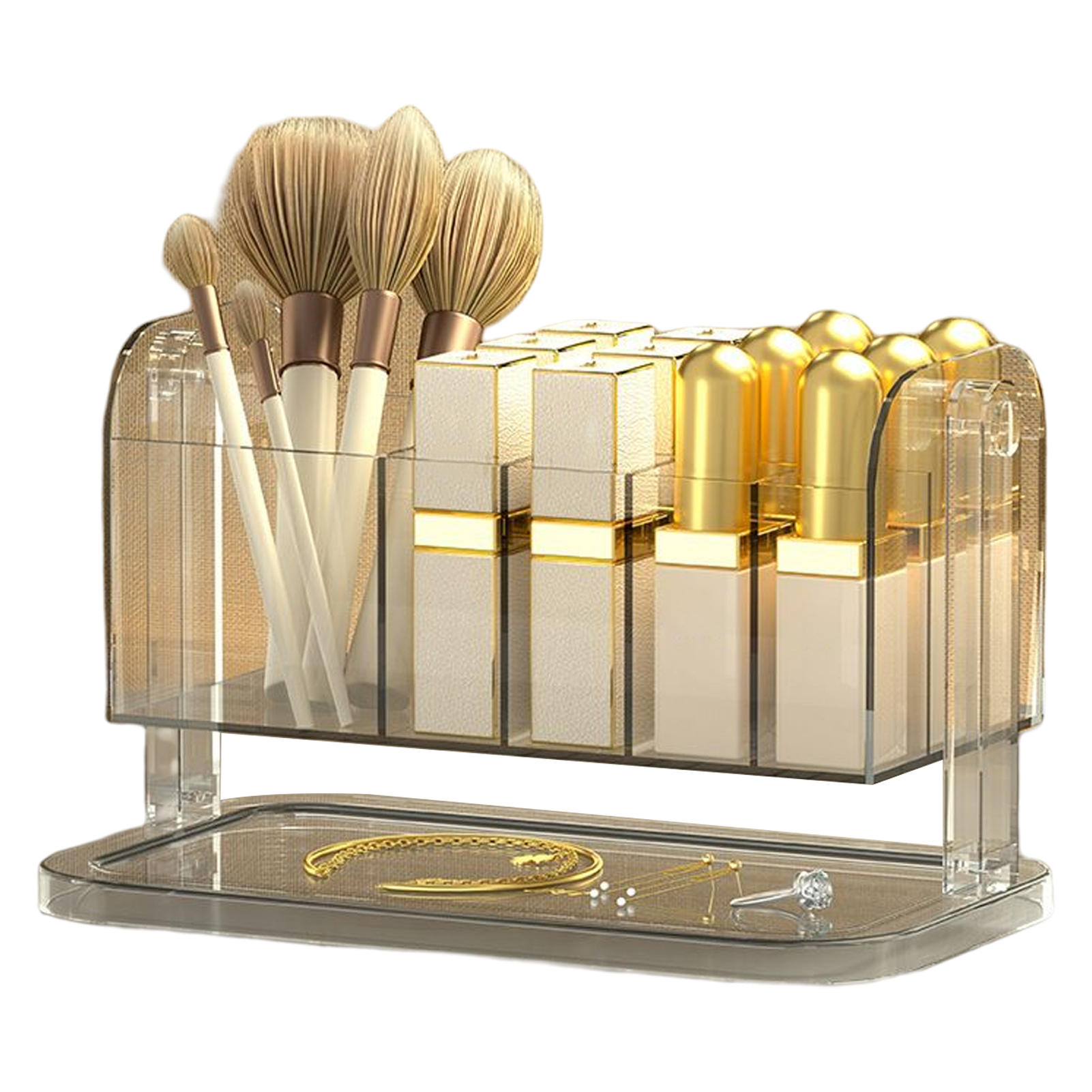 Storage Box Rotatable Separated Large Capacity Storage 180 Degree Rotating Makeup Organizer Holder Home Supply
