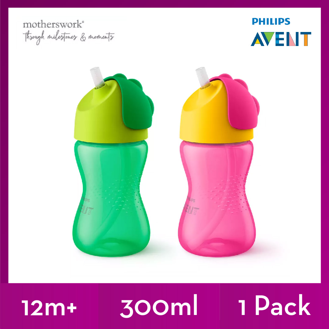 Philips Avent My Bendy Straw Cup, 300ml/200ml/12M+, Pack of 2, Assorted  Color