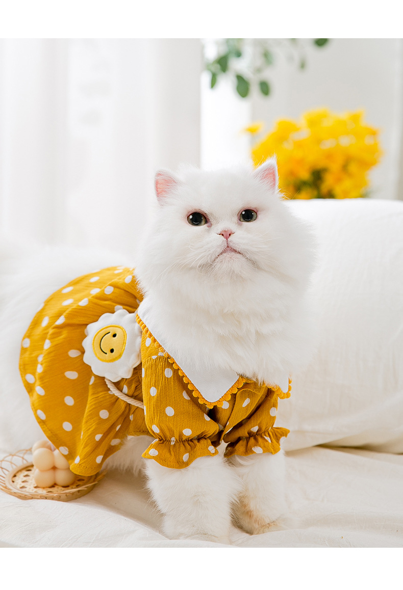 váy đầm tiểu thư chấm bi cho chó mèo - T3 PETS SHOP