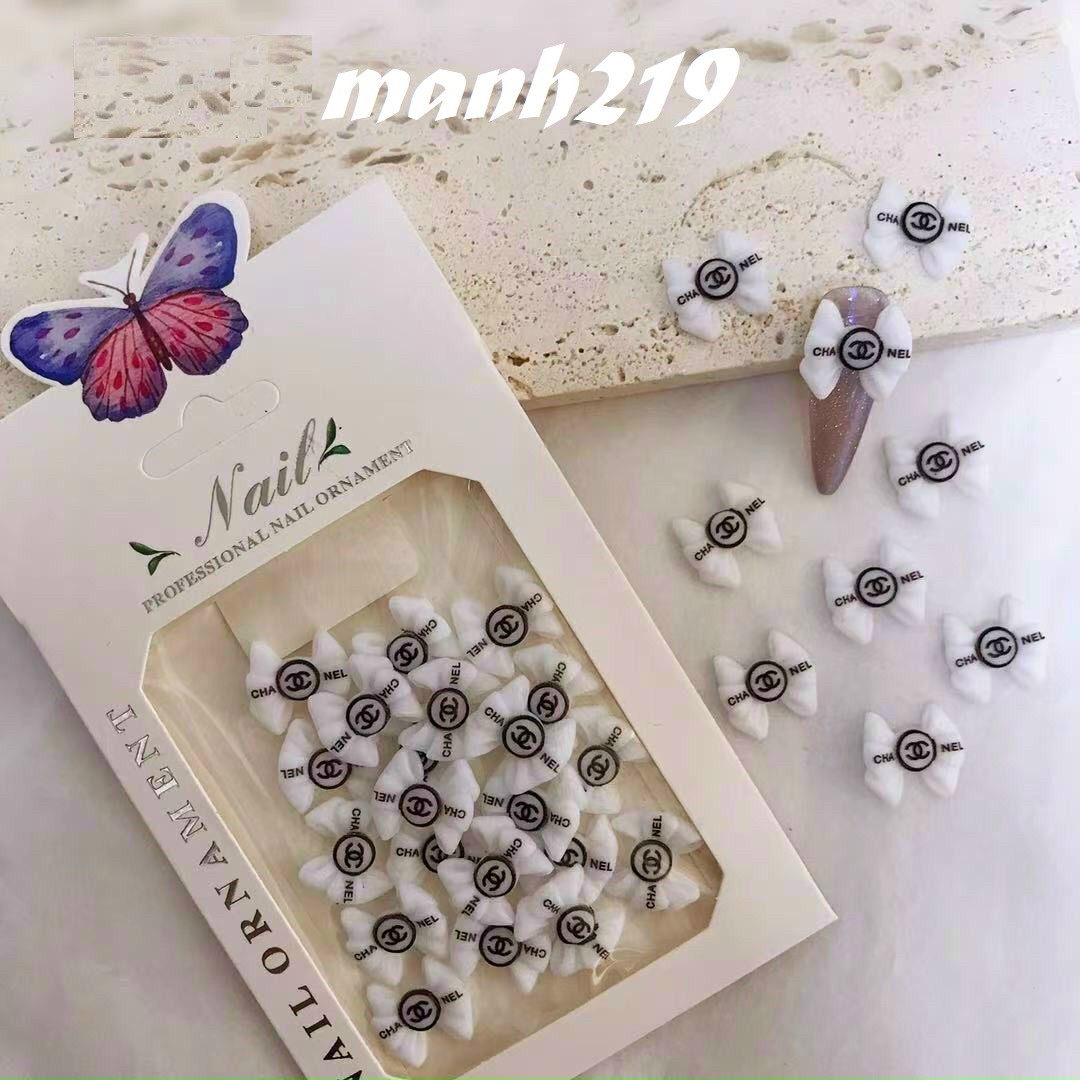 Set charm nơ giả bột đính móng nail