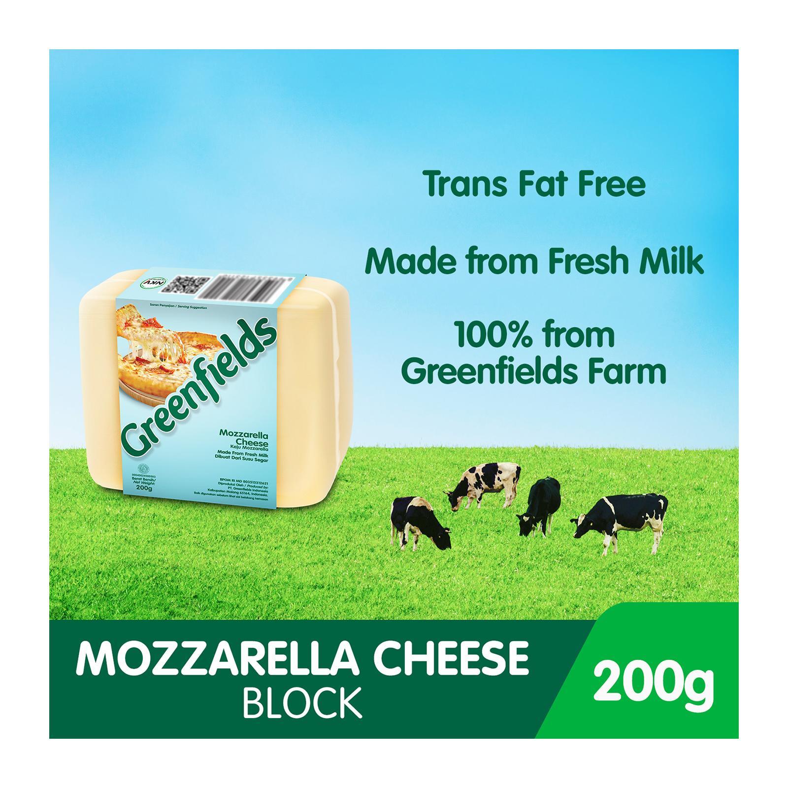 Greenfields Mozzarella - Block Cheese Greenfields Mozzarella 200G